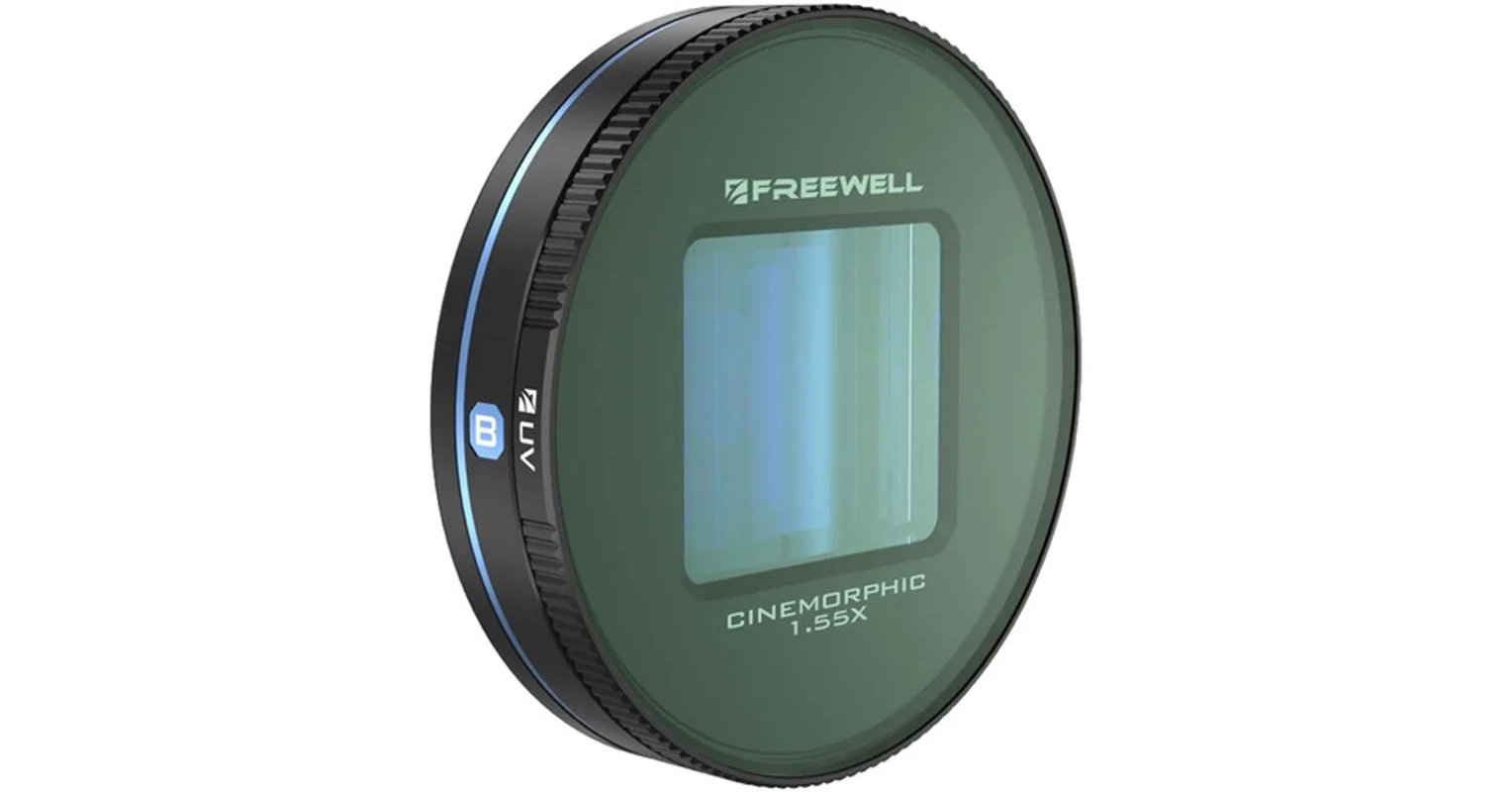 Obiettivo Anamorfico Freewell 1.55x Blu - Per IPhone/Android Con Custodia Sherpa, Effetto Cinematografico