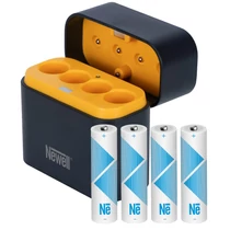 Newell Négycsatornás töltő + 4 db Li-ion AA újratölthető akkumulátor szett – 2200 mAh