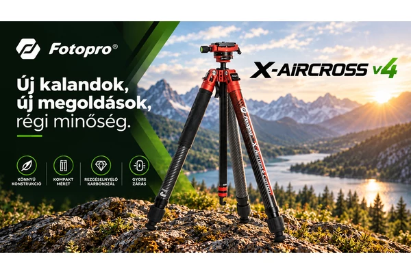 Kicsi, könnyű, karbon – érkezik az új  Fotopro X-Aircross 4 állvány