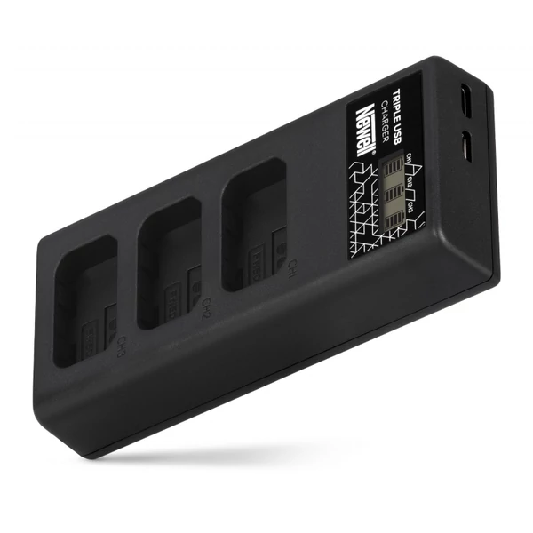 Newell CD-USB-C háromcsatornás töltő Canon LP-E6 akkumulátorokhoz