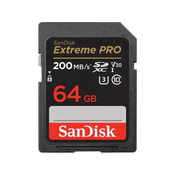 SANDISK SDXC EXTREME PRO 64GB 200/90MB/S UHS-I U3 V30 (121595) MEMÓRIAKÁRTYA