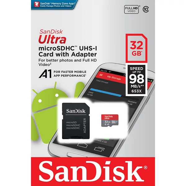 SANDISK MICRO SDHC ULTRA 32GB 98MB/S CL10 (173447) MEMÓRIAKÁRTYA