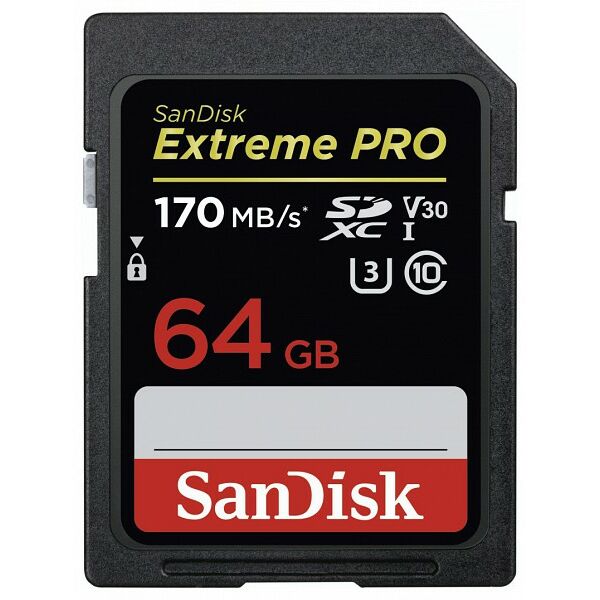 SANDISK SDXC EXTREME PRO 64GB 170MB/S UHS-I U3 V30 (183530) MEMÓRIAKÁRTYA
