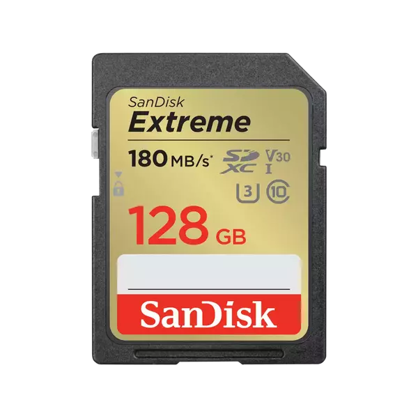 SANDISK SDXC EXTREME KÁRTYA 128GB, 180/90 MB/s , UHS-I, Class 10, U3, V30