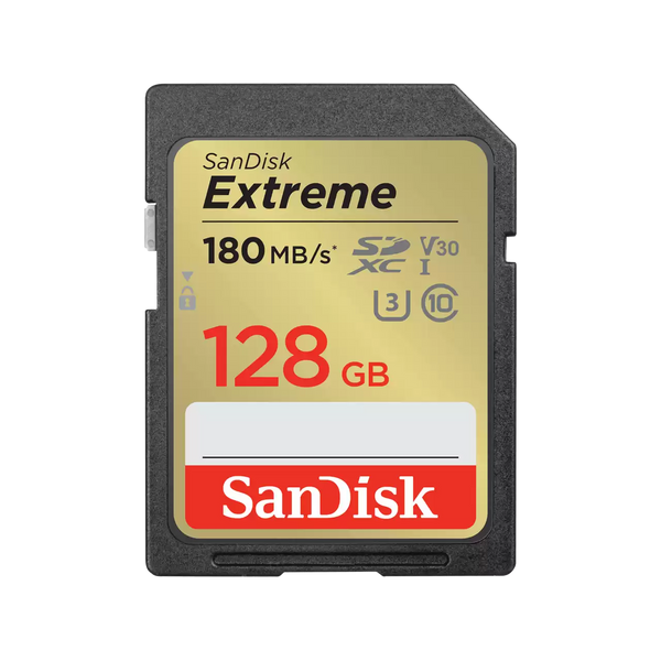SANDISK SDXC EXTREME KÁRTYA 128GB, 180/90 MB/s , UHS-I, Class 10, U3, V30
