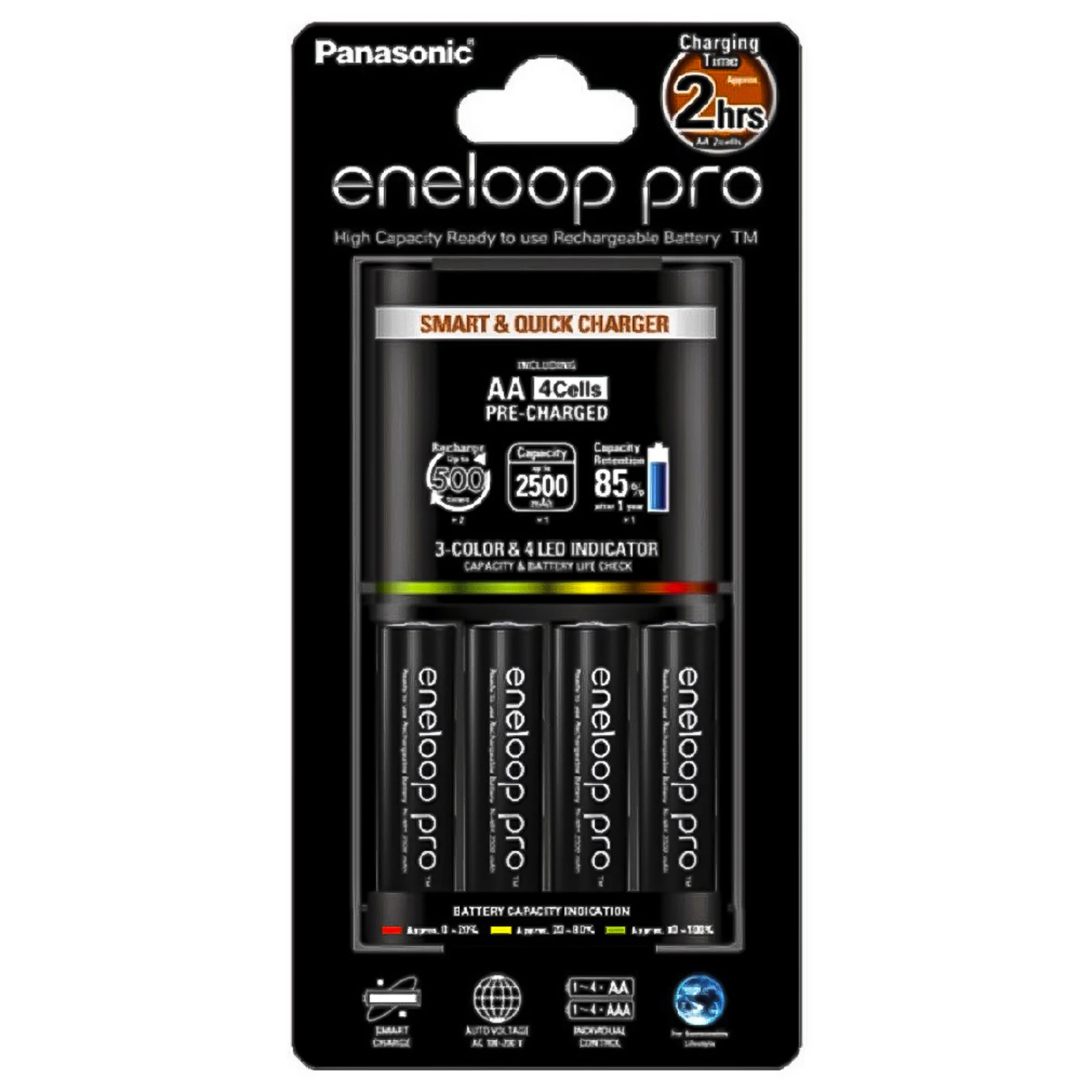 Eneloop Gyorstöltő + 4db AA 2500 mAh akku (K-KJ55HCD40E)