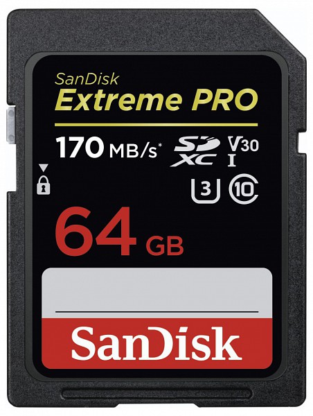 SANDISK SDXC EXTREME PRO 64GB 170MB/S UHS-I U3 V30 (183530) MEMÓRIAKÁRTYA